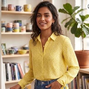 Anthropologie Yellow Button Down Shirt
